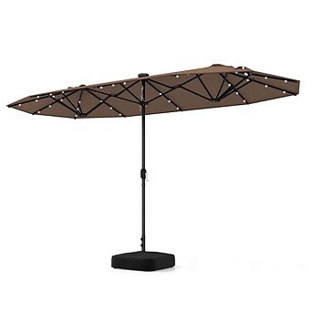 13ft Double-Sided Solar Cantilever Umbrella, Tilt for Garden Pool Backyard Cafe