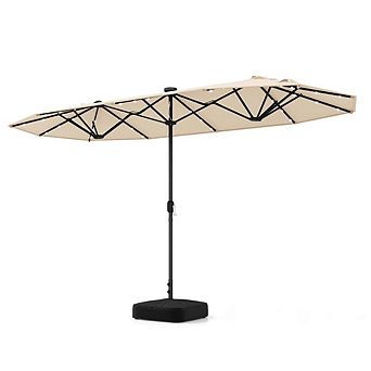13ft Double-Sided Solar Cantilever Umbrella, Tilt for Garden Pool Backyard Cafe