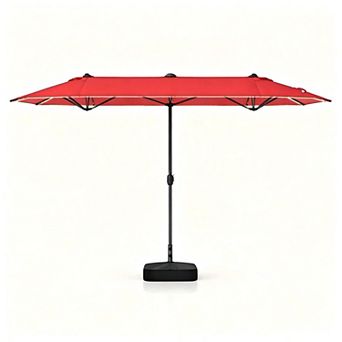 13ft Double-Sided Solar Cantilever Umbrella, Tilt for Garden Pool Backyard Cafe
