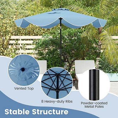 9ft UV Resistant Patio Pool Umbrella Crank & Push Button Tilt Function