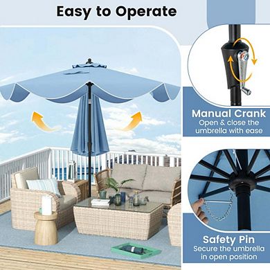 9ft UV Resistant Patio Pool Umbrella Crank & Push Button Tilt Function