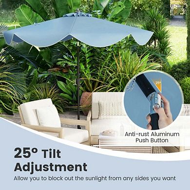 9ft UV Resistant Patio Pool Umbrella Crank & Push Button Tilt Function