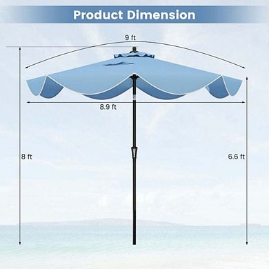 9ft UV Resistant Patio Pool Umbrella Crank & Push Button Tilt Function
