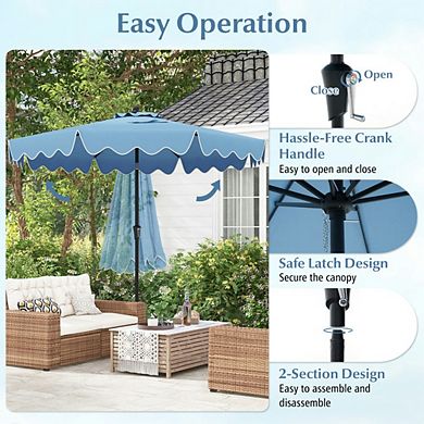 9ft UV Block Patio Umbrella Crank & Push Button Tilt For Pool Yard