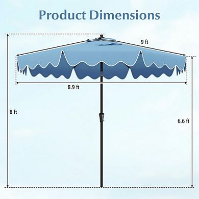 9ft UV Block Patio Umbrella Crank & Push Button Tilt For Pool Yard