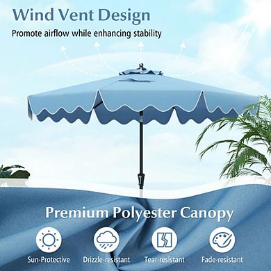 9ft UV Block Patio Umbrella Crank & Push Button Tilt For Pool Yard