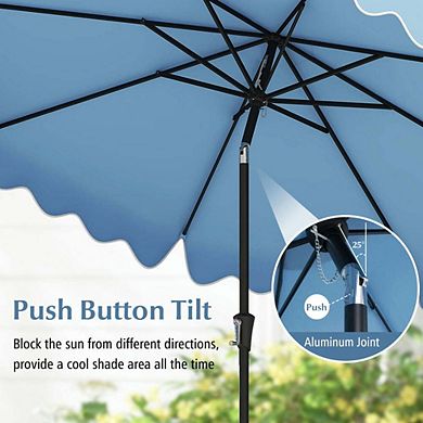 9ft UV Block Patio Umbrella Crank & Push Button Tilt For Pool Yard