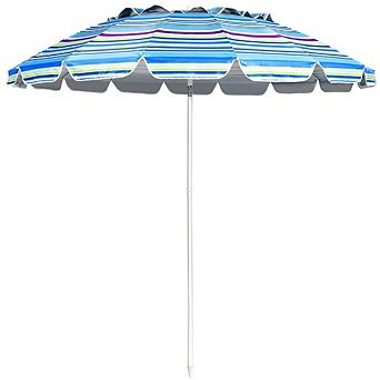 8ft Portable Beach Umbrella Sand Anchor Tilt Mechanism For Garden Patio
