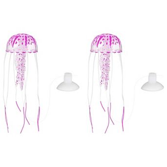 2 pc Glowing Silicone Jellyfish Aquarium Decorations, Fake Fish Tank Ornaments