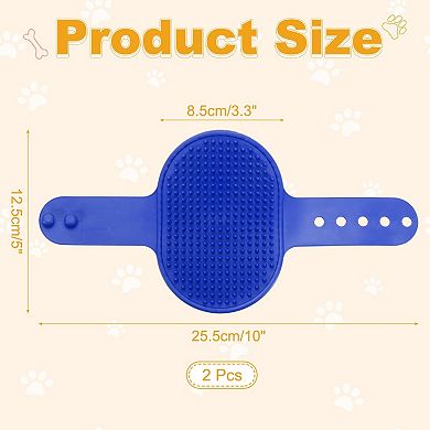 2Pcs Dog Bath Brush, Silicone Pet Shampoo Brush with Adjustable Ring Handle Massage Scrubber Comb
