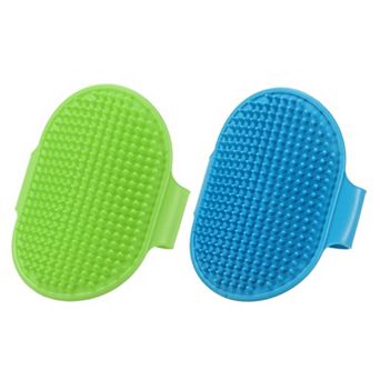 2 pc Dog Bath Brush, Silicone Pet Shampoo Brush with Adjustable Ring Handle Massage Scrubber Comb