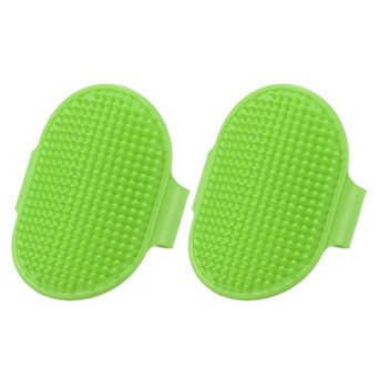 2 pc Dog Bath Brush, Silicone Pet Shampoo Brush with Adjustable Ring Handle Massage Scrubber Comb