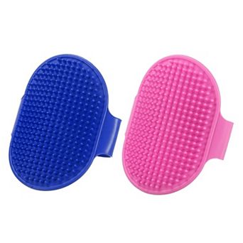 2 pc Dog Bath Brush, Silicone Pet Shampoo Brush with Adjustable Ring Handle Massage Scrubber Comb