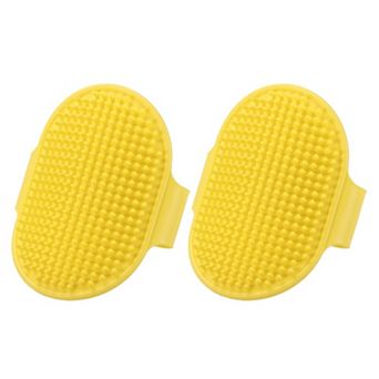 2 pc Dog Bath Brush, Silicone Pet Shampoo Brush with Adjustable Ring Handle Massage Scrubber Comb