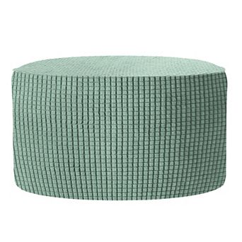 Ottomen Cover, Round Jacquard Ottomen Slipcover with Elastic Bottom for Furniture Protector