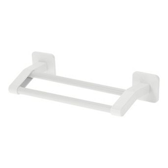 1 pc Self-Adhesive Towel Holder, Double Towel Holders, No Drilling Wall Mounted White