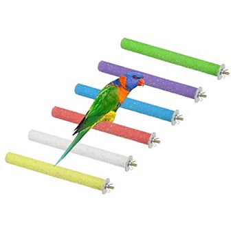 6 pc Parrot Perch, Wooden Parrot Perch Stand Toy Paw Grinding Stick