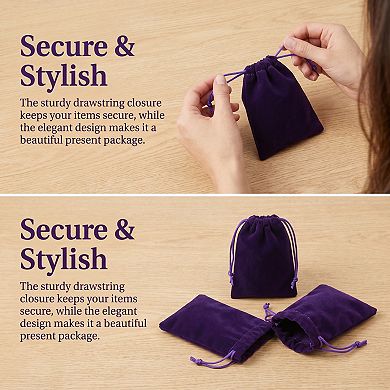 6 Pack Thick Durable Sturdy Drawstring Closure Luxurious Solid Color
