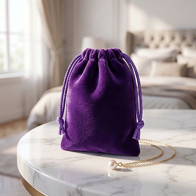 6 Pack Thick Durable Sturdy Drawstring Closure Luxurious Solid Color