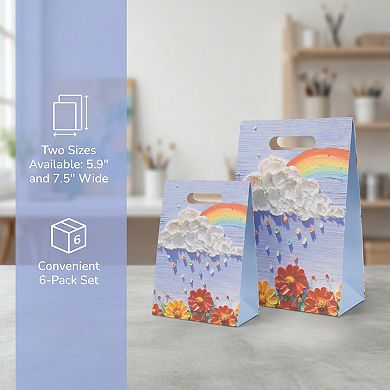 6 Pack Gift Bags Paper Bags Thick Sturdy With Handles Reinforced