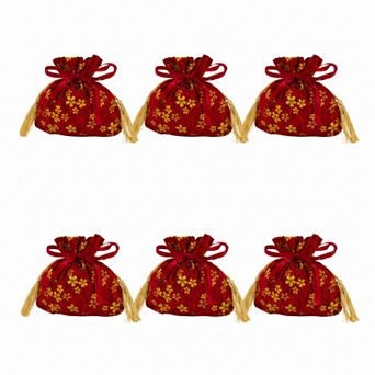 6 Pack Luxurious Thick Soft Velvet Gift Drawstring Bags for Elegant Presentations