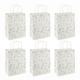 6 Pack of Adorable Kawaii Gift Wrapping TotesThick Cute Cartoon Paper Gift Bags with Handles