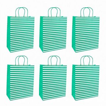 6 pc Multi-colored Horizontal-stripe Gift Bag for All Occasions