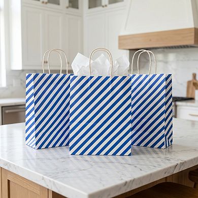 6 Pcs Diagonal-stripe Gift Bag with Handles for Various Occasions and Events