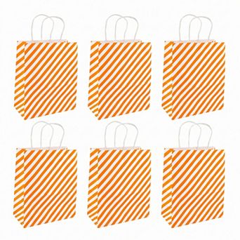 6 pc Diagonal-stripe Gift Bag with Handles for Various Occasions and Events