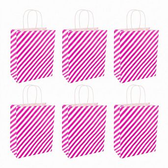 6 pc Diagonal-stripe Gift Bag with Handles for Various Occasions and Events