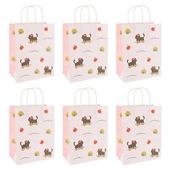 6 pc Cute Playful Cartoon Gift Bags with Handles for Kids Birthday and Holiday Celebrations