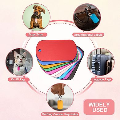 50Pcs Personalized Pet Tag, Rectangle Engraved Blank with Key Ring for Dog Cat