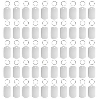 50 pc Personalized Pet Tag, Rectangle Engraved Blank with Key Ring for Dog Cat