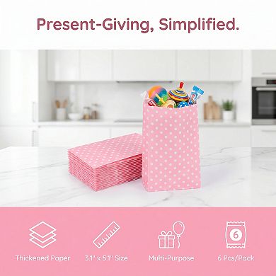 6 Pack Multicolor Polka Dot Mini Gift Bag for Jewelry and Small Gifts