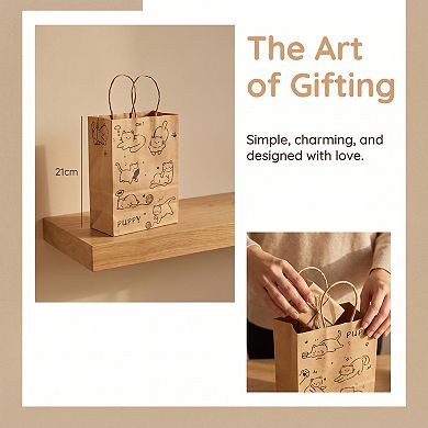 10 Pack Cartoon Foldable Gift Bags with Handles Wedding Boutique Packaging