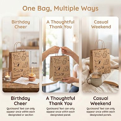10 Pack Cartoon Foldable Gift Bags with Handles Wedding Boutique Packaging