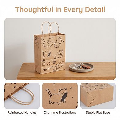 10 Pack Cartoon Foldable Gift Bags with Handles Wedding Boutique Packaging