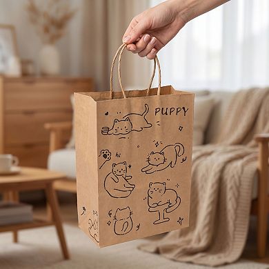 10 Pack Cartoon Foldable Gift Bags with Handles Wedding Boutique Packaging