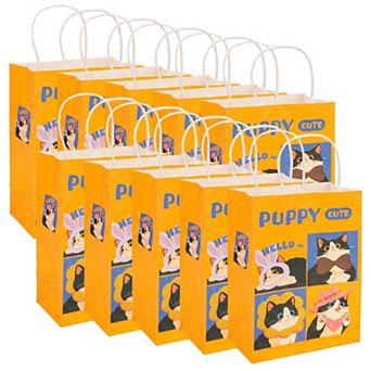10 Pack Cartoon Foldable Gift Bags with Handles Wedding Boutique Packaging