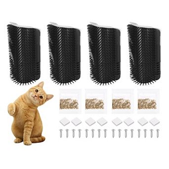 4 Sets Self Grooming Cat Brush, Pet Self Groomer Scratcher with Catnip Softer Scratchers