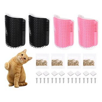 4 Sets Self Grooming Cat Brush, Pet Self Groomer Scratcher with Catnip Softer Scratchers