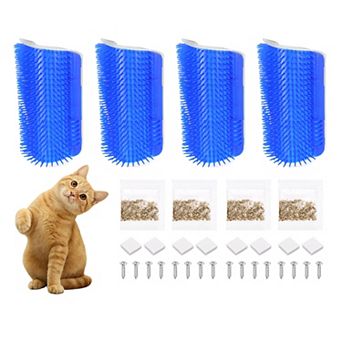4 Sets Self Grooming Cat Brush, Pet Self Groomer Scratcher with Catnip Softer Scratchers