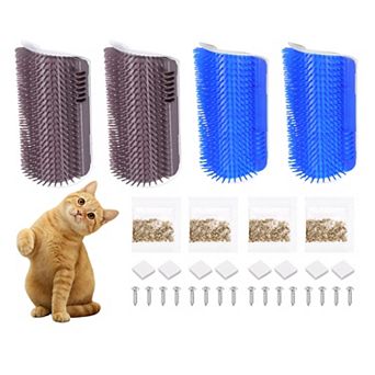 4 Sets Self Grooming Cat Brush, Pet Self Groomer Scratcher with Catnip Softer Scratchers