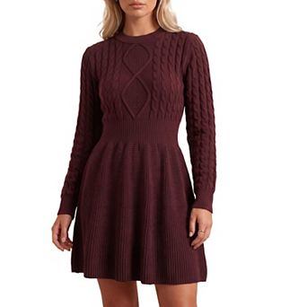 Sweater Dress for Women's Casual Long Sleeve Crewneck Cable Knit Fall Winter Dresses