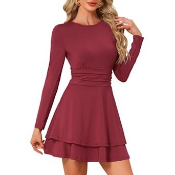 Long Sleeve Dress for Women Ruffle Flowy Mini Dresses