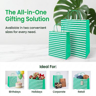 6 Pcs Multi-colored Horizontal-stripe Gift Bag for All Occasions 5.2"Lx3.2"Wx8.4"H