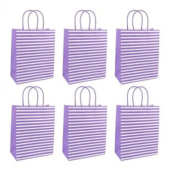6 pc Multi-colored Horizontal-stripe Gift Bag for All Occasions 5.2"Lx3.2"Wx8.4"H
