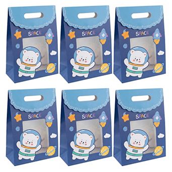 6 pc Assorted Color Gift Bags with Handles for All Occasions and Events 7.5"Lx3.5"Wx10.6"H