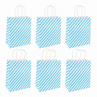 6 pc Diagonal-stripe Gift Bag with Handles for Various Occasions and Events 8.7"Lx4.3"Wx10.6"H