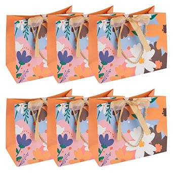 6 pc Kraft Paper Present Bags for Gift Wrapping and Packaging 9.8"Lx4.7"Wx7.9"H